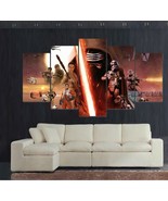 Large Framed The Last Jedi Star Wars Montage Canvas Art Home Decor Five ... - $31.00+