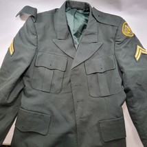 US Army Coat Mens 40S Green Dress Polyester Wool Jacket Patches Serge AG 489 - £10.98 GBP