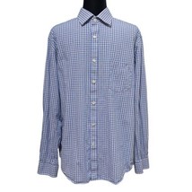 Michael Kors Blue Plaid Regular Fit Stretch Button Down Shirt Size 16.5 ... - £18.03 GBP