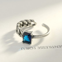 Zircon Ring Opening S925 Thailand Silver Ring Twist Glossy Stitching Ring Bracel - £17.88 GBP