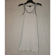 Women&#39;s Ralph Lauren Gray White Striped Cotton Sleeveless Sundress Small - £18.63 GBP