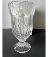 Block Crystal Tulip Hurricane Taper Candle Holder Full Lead Crystal New ... - £22.55 GBP