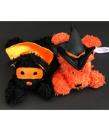Mary Meyer Lot of 2 Plush Cats Halloween Witch with Hat &amp; Cape Orange Black - €10,11 EUR