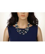 3 Strand Blue White Dyed Shell Nugget Necklace, Mid Century Japan - $63.13 CAD