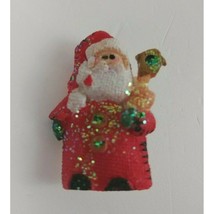 Vintage Glitter Father Christmas Santa Claus Christmas Lapel Hat Pin - £4.93 GBP