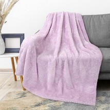 Pavilia Fuzzy, Cozy, Warm Microfiber Throw Solid Blanket, Lavender Light Purple, - £28.13 GBP