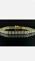 Bracelet De Mode Pour Homme En Moissanite Rond 5Ct Plaqué Or Jaune 14K C... - $206.08 CAD