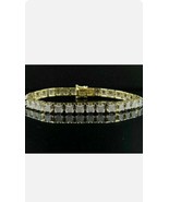 Bracelet De Mode Pour Homme En Moissanite Rond 5Ct Plaqué Or Jaune 14K C... - $204.20 CAD