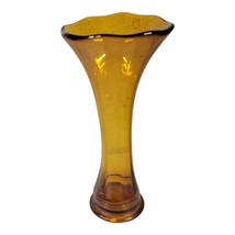 Vintage Amber  Glass Vase MCM 8&quot; Tall X 3.75&quot; Wide Heavy Mid-Century Mod - £18.39 GBP