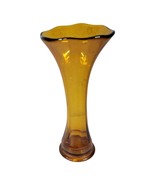 Vintage Amber  Glass Vase MCM 8&quot; Tall X 3.75&quot; Wide Heavy Mid-Century Mod - £18.30 GBP