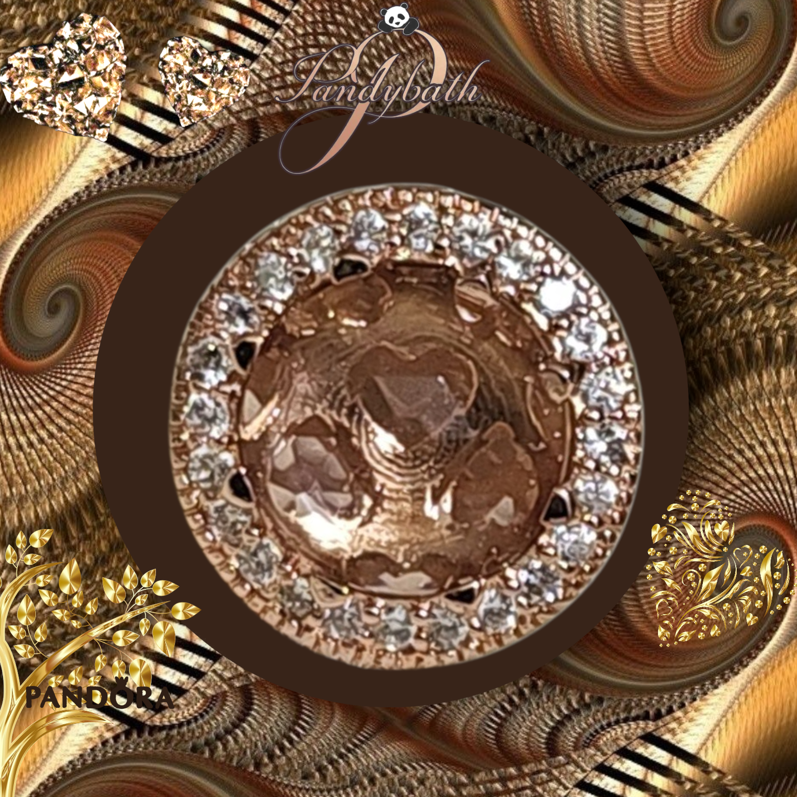 Pandora Rose Gold Radiant Hearts Charm Brown Bead Charm US SELLER Item image 8