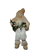 Holiday Lane Gold Cream Ivory Pajama Standing Santa Figure Posable 18&quot; MSRP $92 - £27.02 GBP