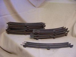 LOT 14 VINTAGE O guage CURVED TRACK 3 RAIL METAL 14 PIECES lionel? - £23.65 GBP