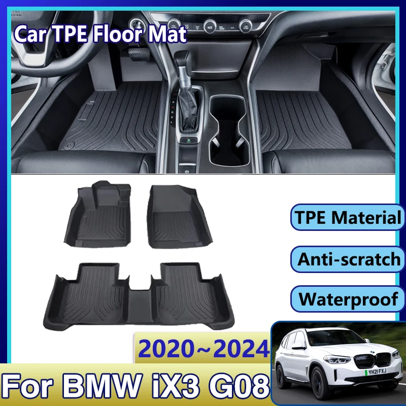Car Rear Floor Mat For BMW iX3 G08 Accessories 2022 2023 2024 2021 TPE Universal - £251.05 GBP