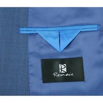 Men's Renoir Wool Blend Slim Fit 2pc Suit Sharkskin Texture 557-1 Blue image 7