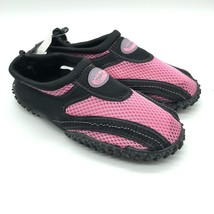 Easy USA Girls Water Shoes Mesh Drawstring Black Pink Size 5 - $9.74