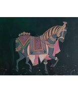 Black Horse Abstract Painting on Silk Handmade Miniature Art Work | 10x6... - £126.72 GBP