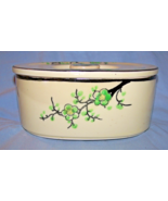 Vintage Moriyama Pottery-Japan-Covered Oval Dish-Green Cherry Blossom - €29,42 EUR