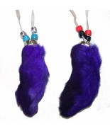 PURPLE RABBIT FOOT NECKLACE w beads suede leather bunny feet jewelry mens womens - $6.75