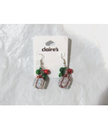 Claire&#39;s Christmas Red and Silver Present Ornaments Holiday Earrings Sma... - £7.85 GBP