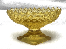 Golden Yellow Diamond Point Pedestal Open Salt Dip Oval Please Read - $12.38