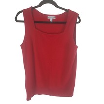 Nordstrom 100% Cashmere Sweater Vest L Womens Red Square Neck Pullover Top - £20.34 GBP