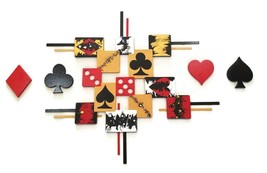 Cards &amp; Dice Lucky 7 Contemporary Wood Metal Wall Sculpture, 5-piece 48x29 Art69 - £245.31 GBP