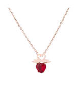 Red Crystal &amp; 18K Rose Gold-Plated Swan Heart Pendant Necklace - £11.84 GBP