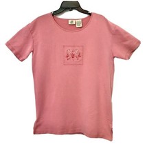 St. Johns Bay Vintage 1990’s Womens S Embroidered Salmon Short Sleeve Tunic Top - £13.32 GBP