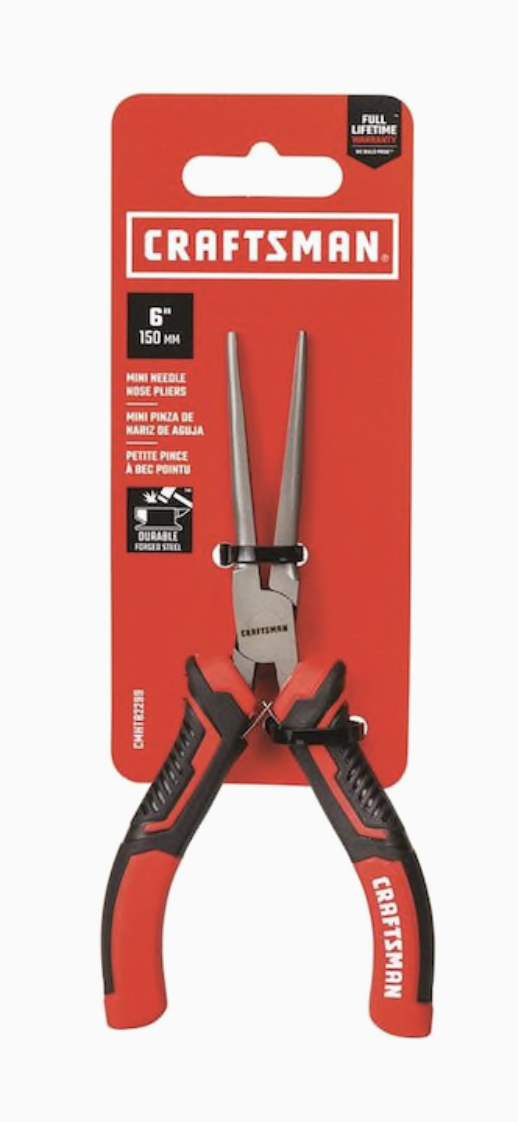Craftsman 6-inch Drop Forged Steel Mini Needle Nose Pliers Black/Red CMHT82299 - $17.69