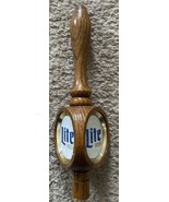 VINTAGE MILLER LITE BEER KEG TAP HANDLE KNOB WOOD BRASS 3-SIDED - £15.97 GBP