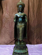 Buddha Stand Statue - Antique Khmer Style Standing Bronze Angkor Bronze Statue - - £1,518.77 GBP