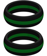 Two (2) Thin GREEN Line Silicone Rings Active Wedding Band Replacement P... - $13.55 CAD