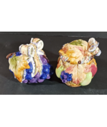 Kirkland Ceramic SALT &amp; PE PPER SHAKERS Fall AUTUMN APPLES GRAPES Hand P... - $13.29