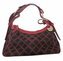 Dooney &amp; Bourke DB Logo Bag Red Canvas Leather Adjustable Shoulder Bag 90s - £35.00 GBP