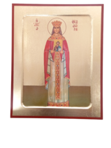12&quot; Saint Theodora Golden Leafing &amp; Hand-painted Details Sunken Wood Ico... - $44.53