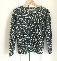 Ann Taylor LOFT Women Embellished Abstract Navy Blue White Cotton Sweatshirt XS - £20.95 GBP