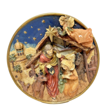 Vintage Nativity Display Christmas Plate 3D Painted 6&quot; in Diameter - $12.45