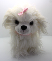 2011 Animal Adventures White Long Hair 9in Standing Puppy Dog Stuffed Animal - $8.59
