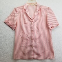 Vintage 70s Levi Strauss San Fransisco Womens Blouse Size 10 Pink White Striped - £19.77 GBP