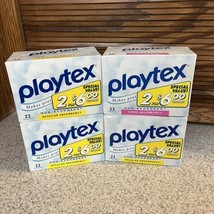 4 Boxes Vintage Playtex Tampons 80s 90s Non-Deodorant Gentle Glide Movie... - $47.49