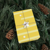 White Stars with Yellow Stripes, Gift Wrap, Wrapping Paper - £11.76 GBP