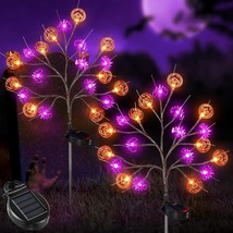 8 Mode Halloween Outdoor Solar Lawn Lights, 2 Pack 40 Led Pumpkins Bat S... - $37.99