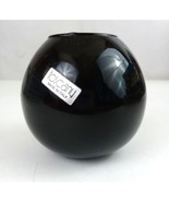 Vintage Toscany Lunar Candleholder 4&quot; Vase Hand Blown Black Glass Made I... - $29.09