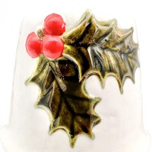 Christmas Bell 7 x 3.5 Ivory Green Holly Works - £7.00 GBP