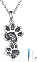 Memorial Urn Necklace for Dog Cat Pets Ashes 925 Sterling Silver Dog Paw Pendant - £38.98 GBP