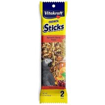 Vitakraft Crunch Sticks Apricot and Cherry Parrot Treats 2 Stick Package... - $15.83