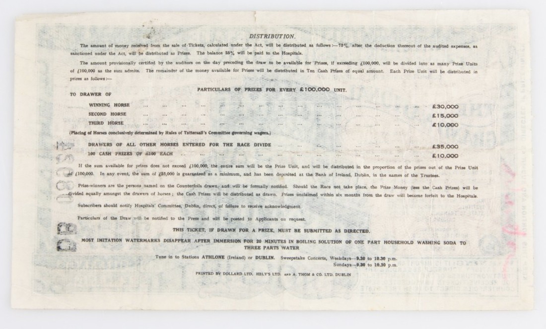 Lot Of 4 Free Irish State Hospitals Sweepstake Tickets 1936-1937-
show origin... Item image 7