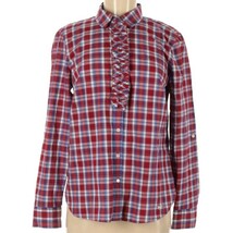Talbots Plaid Ruffle Button Down Collared Shirt NWOT Size 8 - $20.00