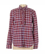 Talbots Plaid Ruffle Button Down Collared Shirt NWOT Size 8 - $27.35 CAD